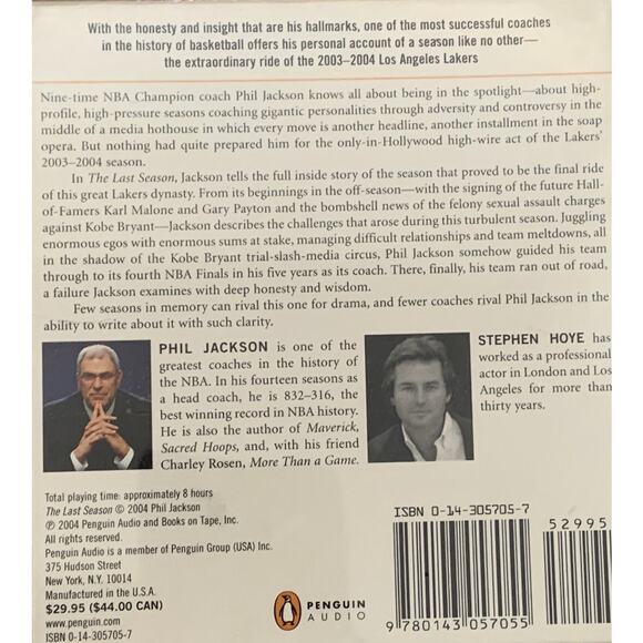 "THE LAST SEASON" by Phil Jackson - Unabridged 7 Audiobook CDs, Read by S. Hoye - Picture 2 of 3